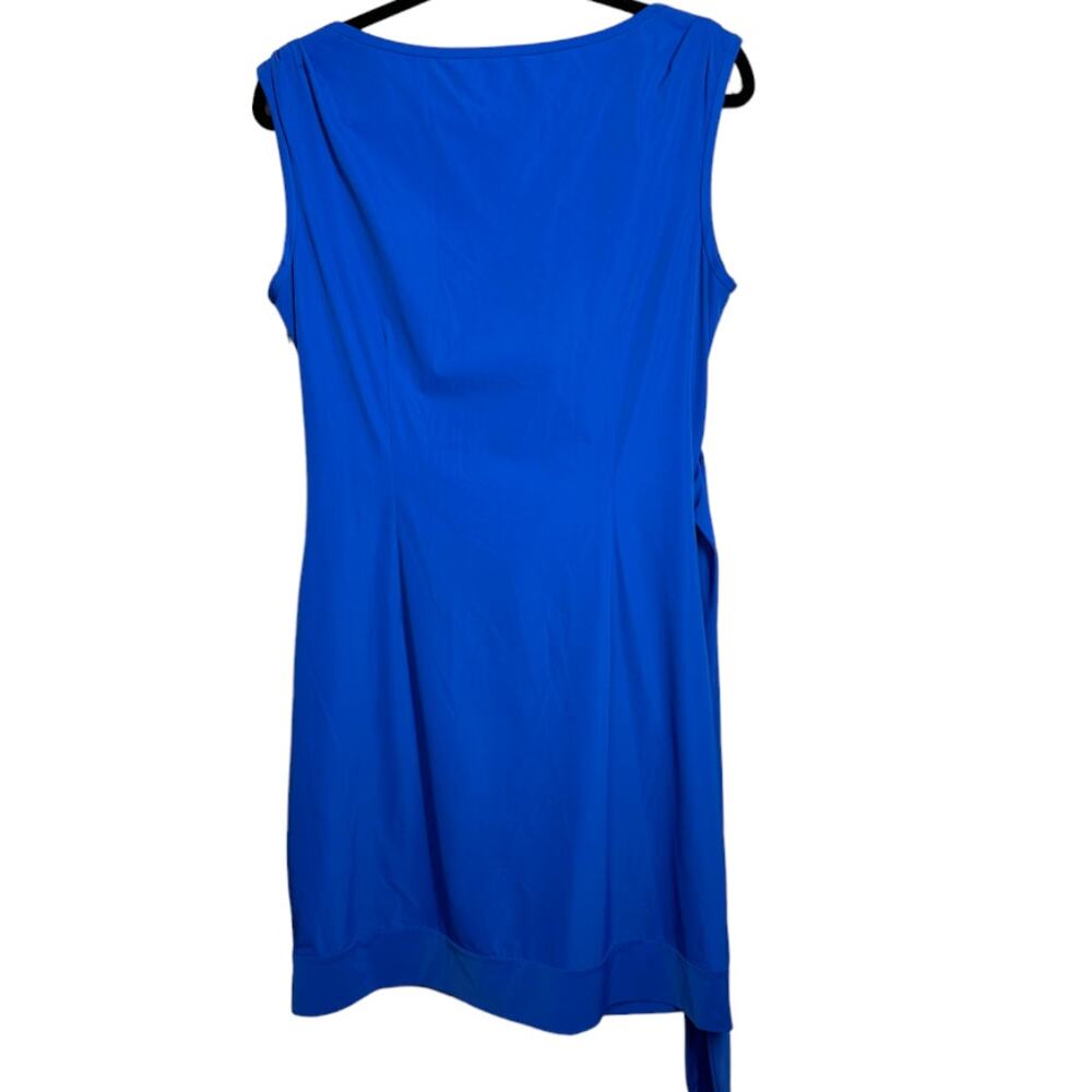 Diane Von Furstenberg Blue Faux Wrap Dress With Tie Belt Knee Length Size 12 - Picture 2 of 10